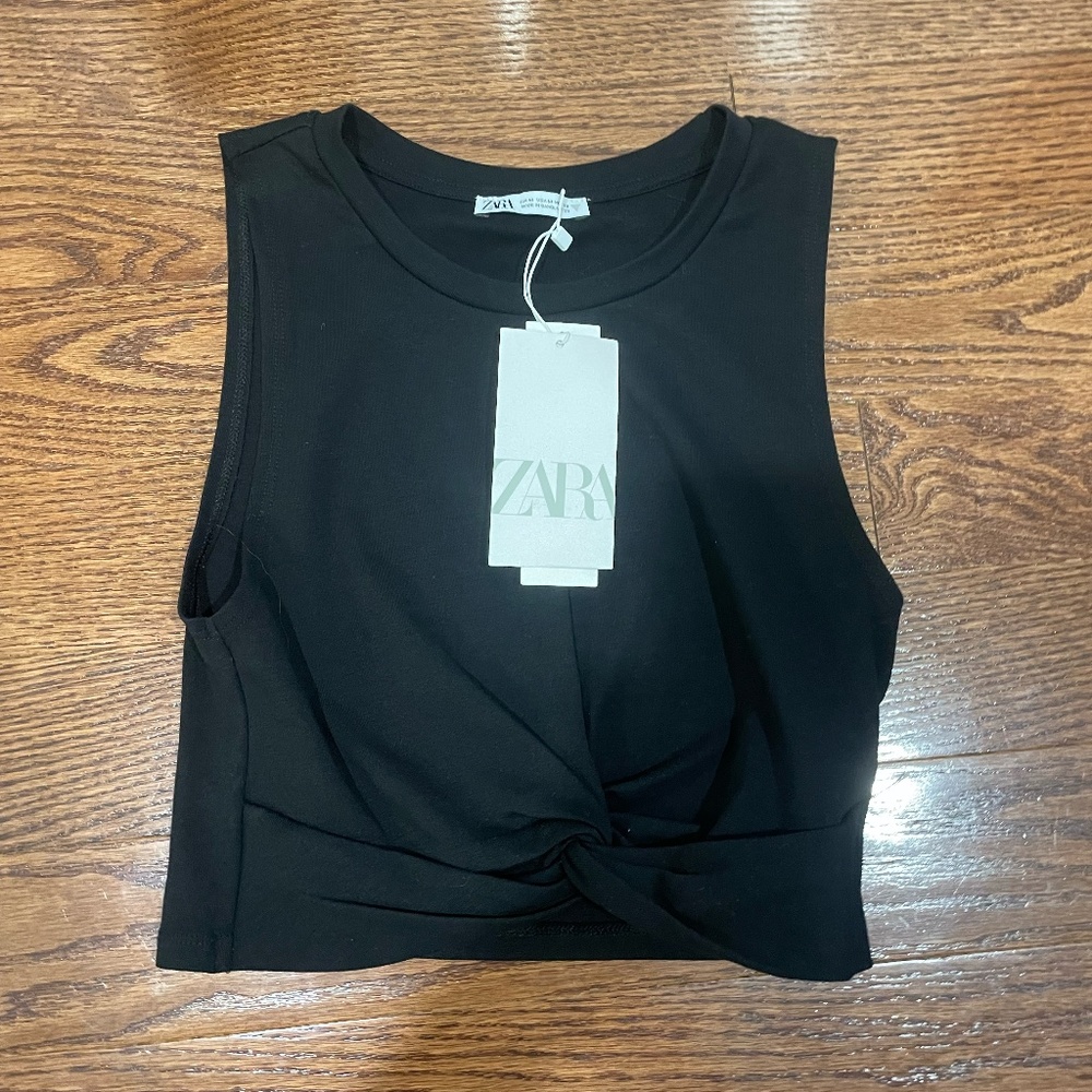 Black Zara Crop Top with tie in the front